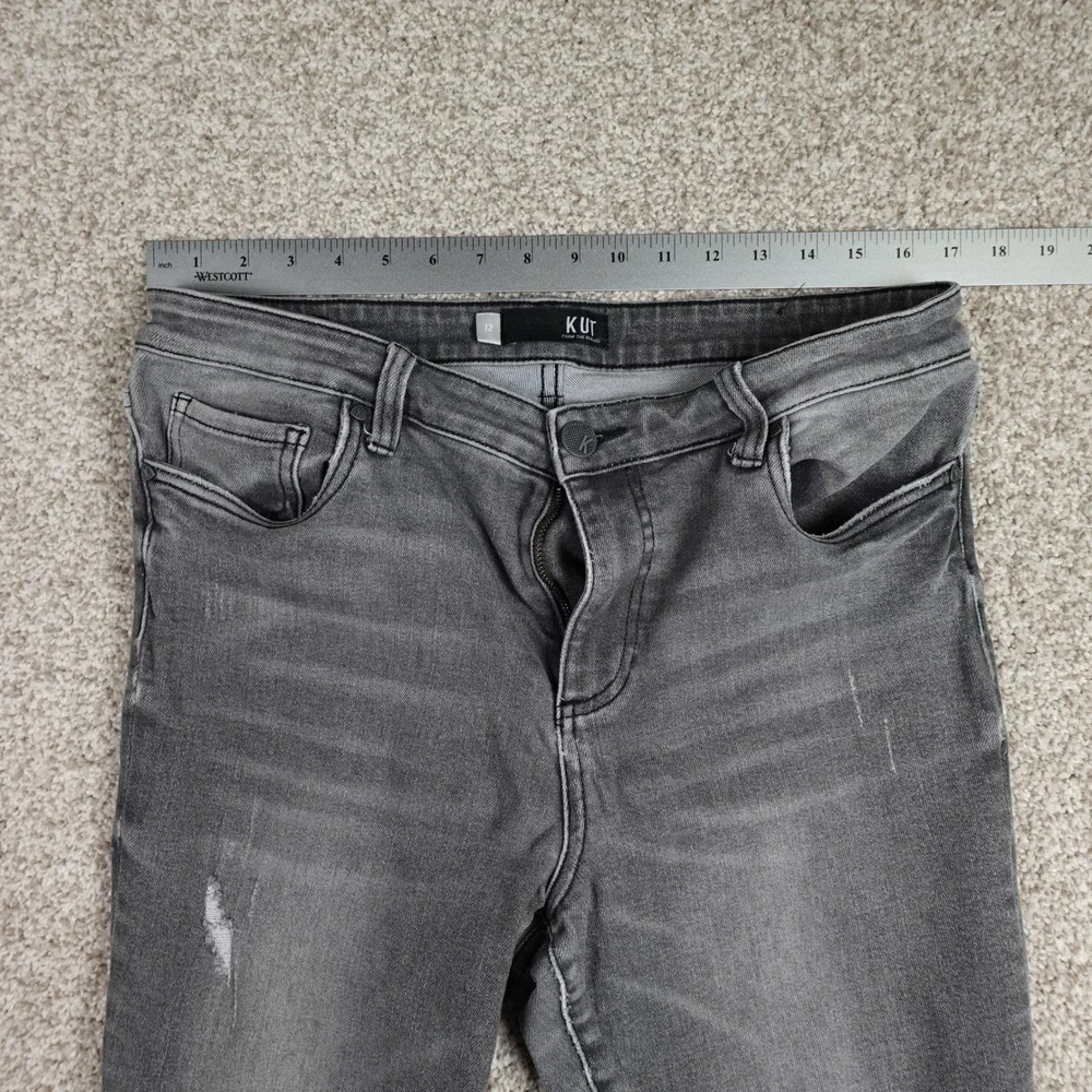 Kut from the Kloth Grey Distressed Skinny Jeans Frayed Hem Size‎ 12 KP1205MD9 - Picture 7 of 10